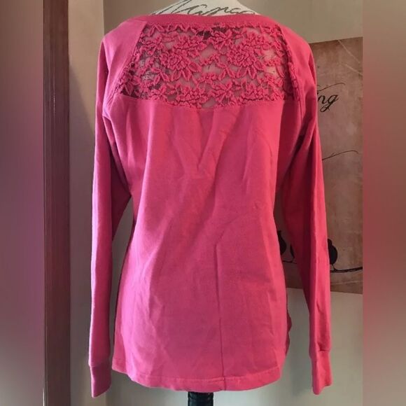 KIWI KATE Active Women's Pink Lace Long Sleeve Top Shirt - Size Large - Picture 2 of 8